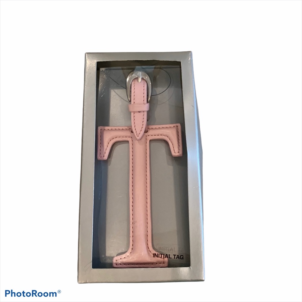 Fina Firenze Pink Leather Initial T Keyfob Luggage Tag